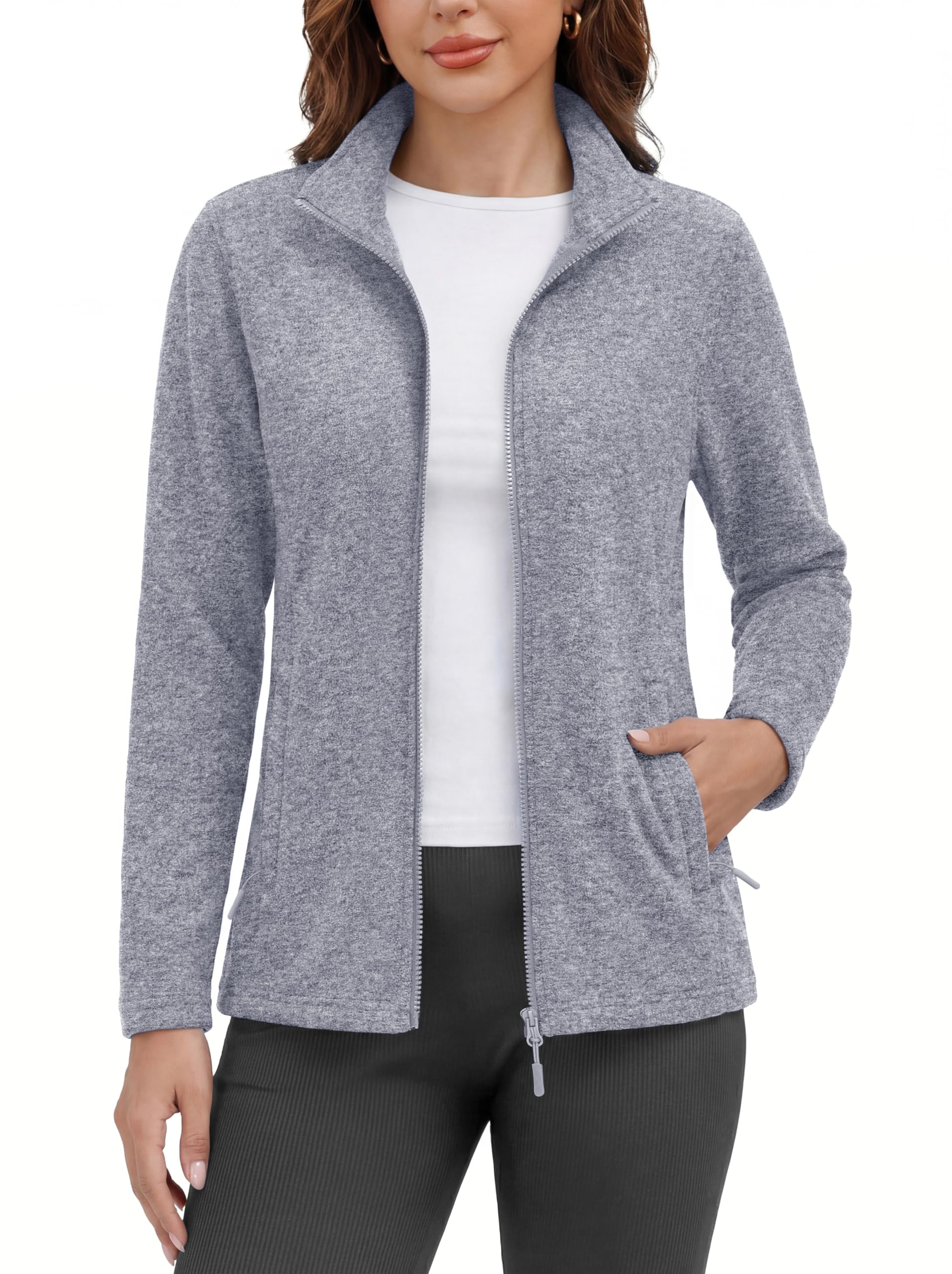 MAGCOMSEN Fleece Jacket Women Zip UP Lightweight Soft Polar Warm Winter Jackets for Women with Pockets Outdoor Hiking