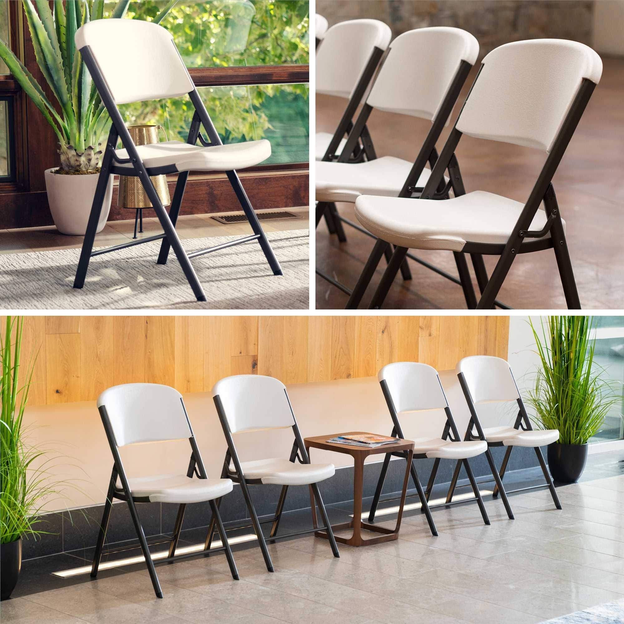 LIFETIME 42803 Commercial Grade Folding Chairs, 4 Pack, Almond