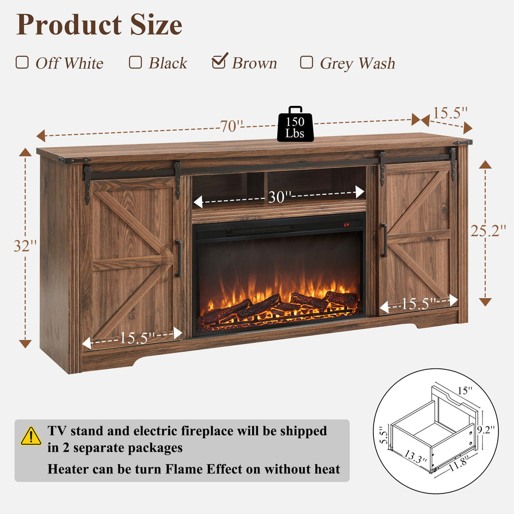 JXQTLINGMU Farmhouse TV Stand for 75+ Inch TV, 32" Tall Entertainment Center w/4 Drawers & Sliding Barn Door, Rustic Media Console w/Storage Shelves, 66" Wood Television Stand for Living Room, Black