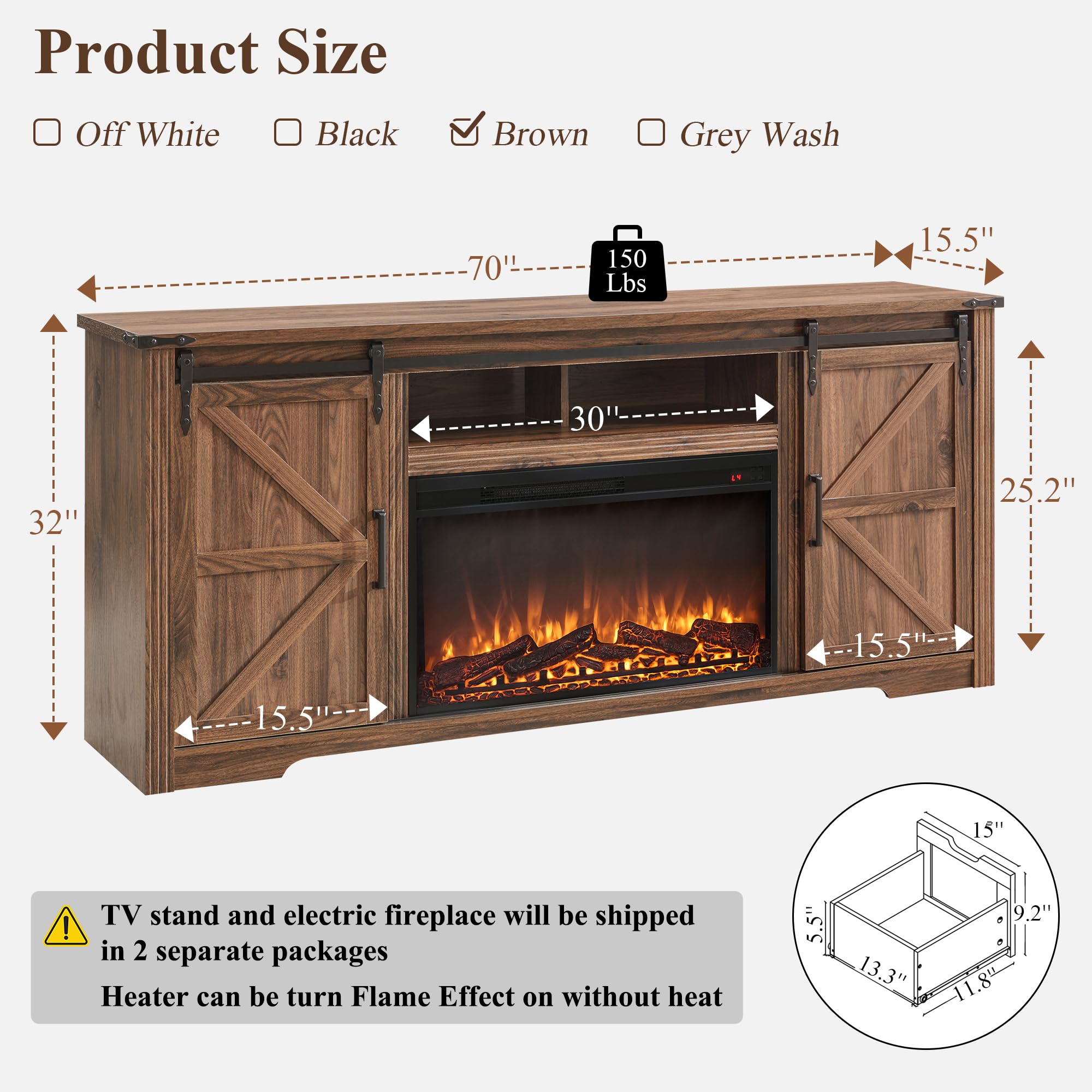 JXQTLINGMU Farmhouse TV Stand for 75+ Inch TV, 32" Tall Entertainment Center w/4 Drawers & Sliding Barn Door, Rustic Media Console w/Storage Shelves, 66" Wood Television Stand for Living Room, Black