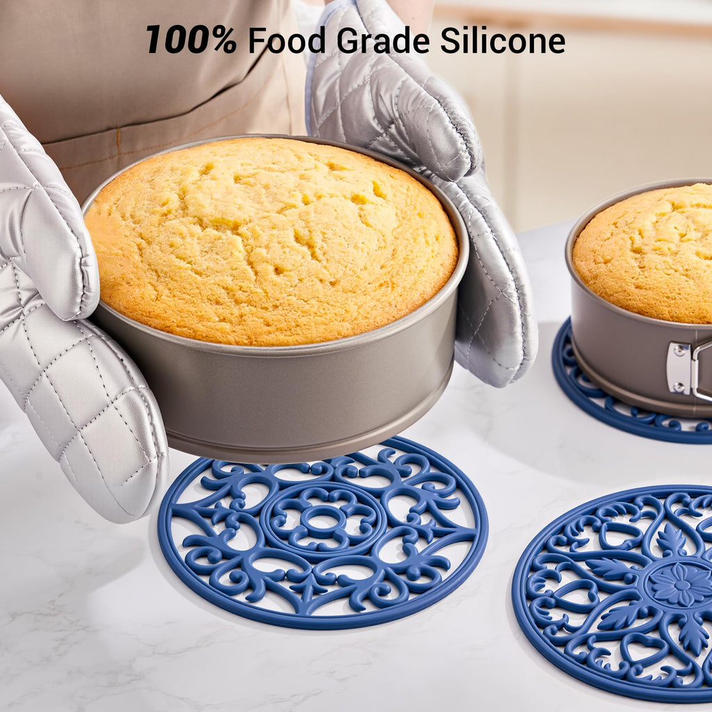SMARTAKE 6 Set Silicone Trivet Mats for Hot Dishes, Heat Resistant Pots and Pans Holders, Non-Slip Flexible Hot Pads Coasters for Countertops Table, Modern Kitchen Decor Accessories (Black)