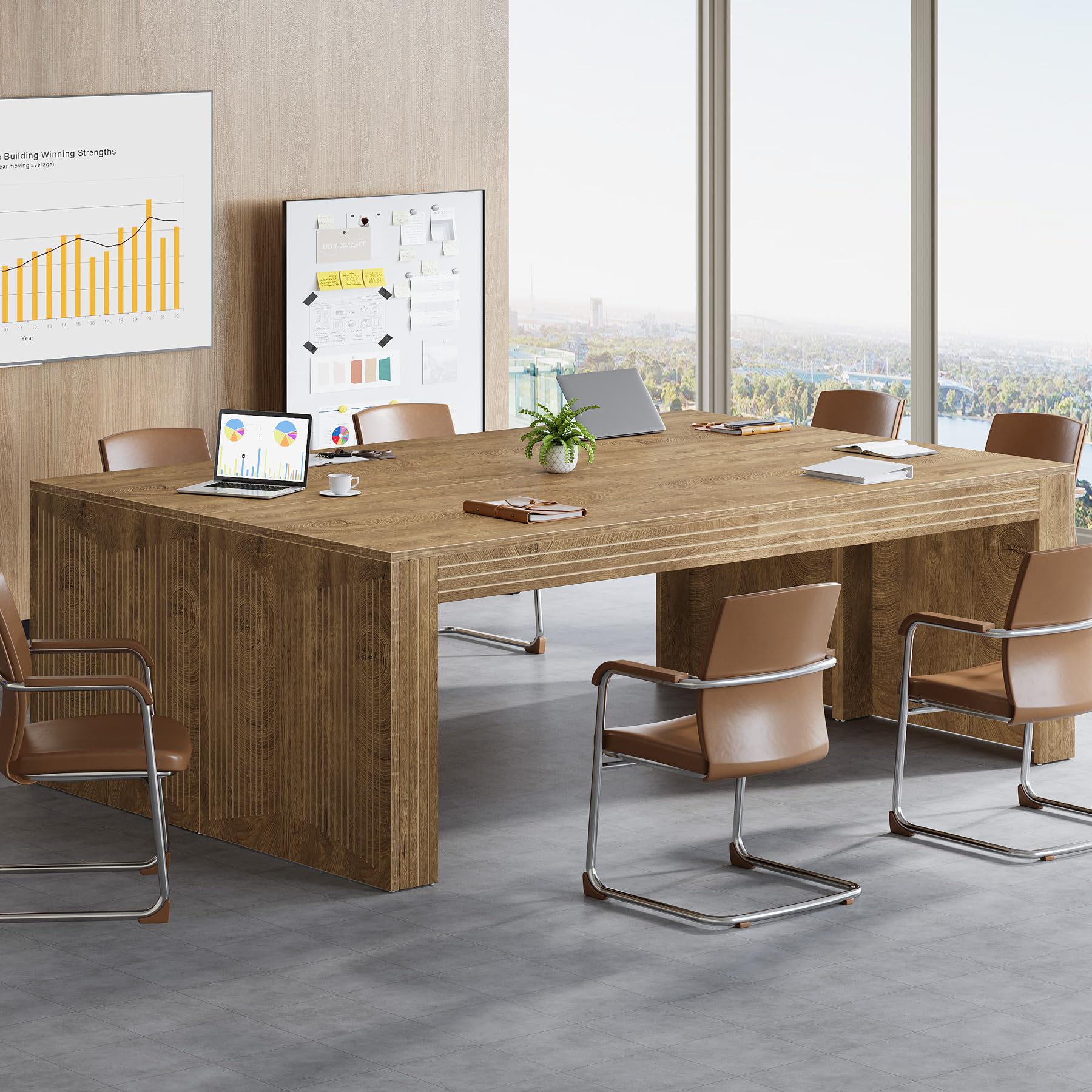 Tribesigns 79-Inch Extra Long Desk, Two Person Double Desk for Home Office, Wooden Long Computer Desk Writing Table for Office, Coffee Brown