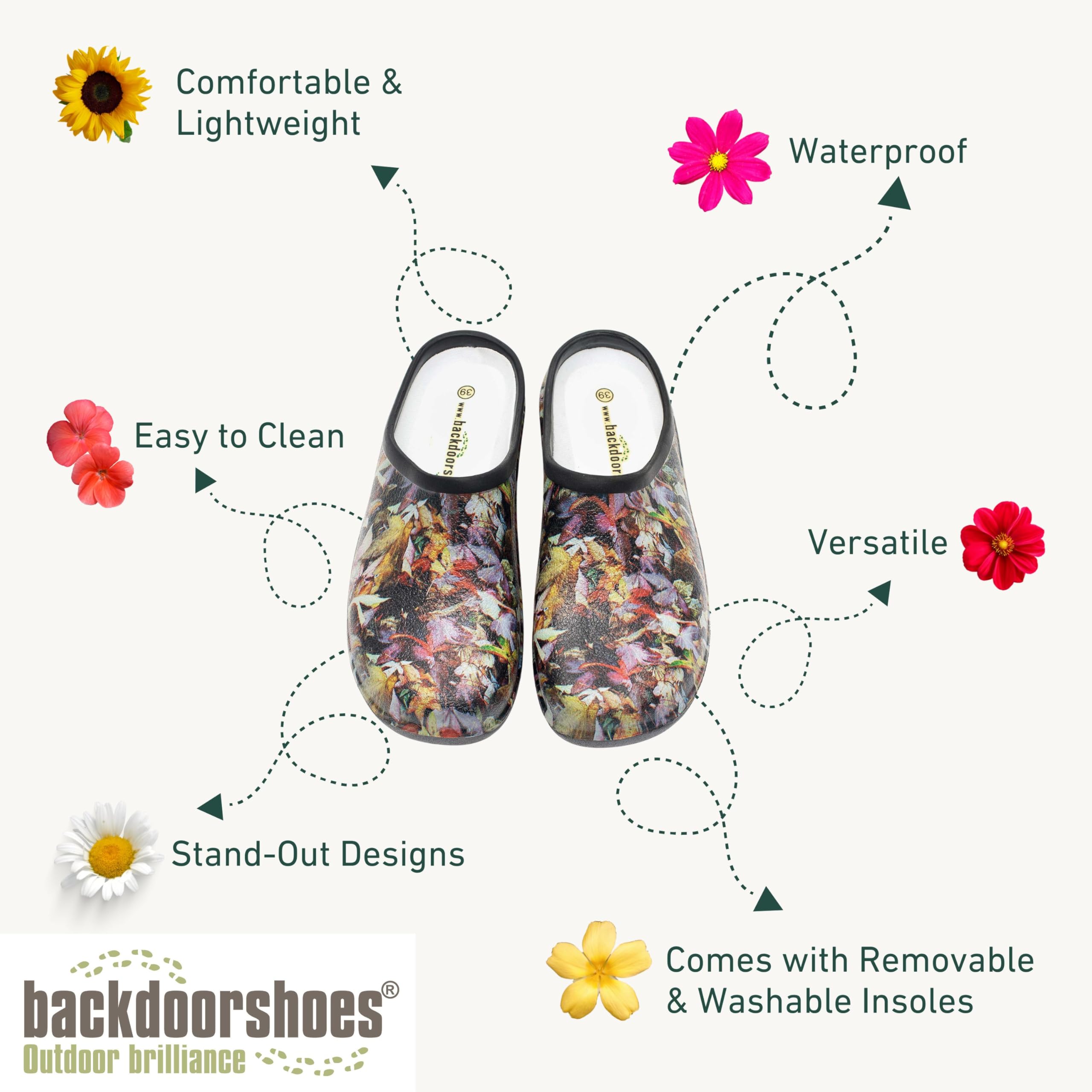 Backdoorshoes Waterproof Premium Garden Clog Shoes for Women with Arch Support