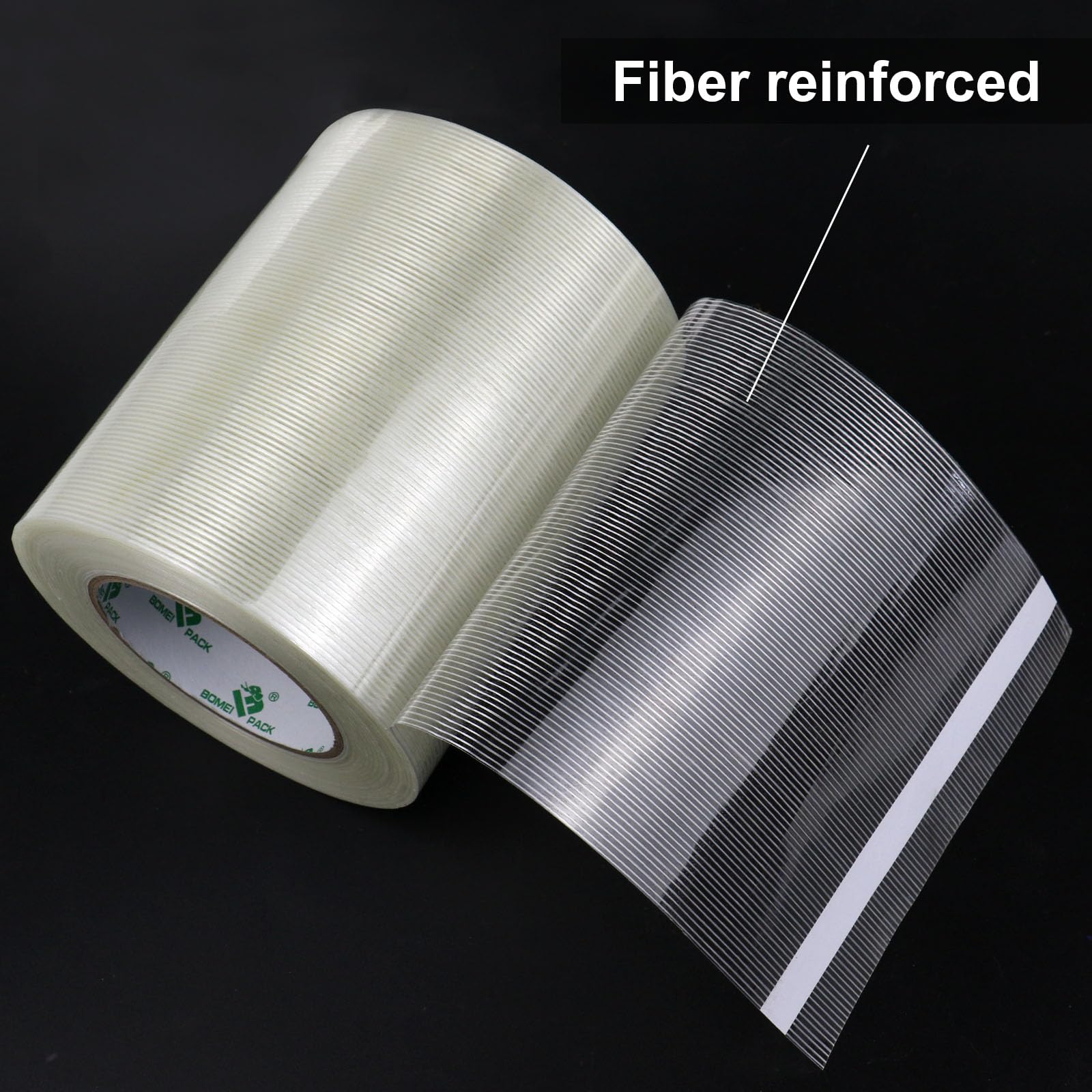 BOMEI PACK Wide Strapping Tape, 4Inch Heavy Duty Reinforced Packing Tape, Fiberglass Filament 60yds 5.5Mil
