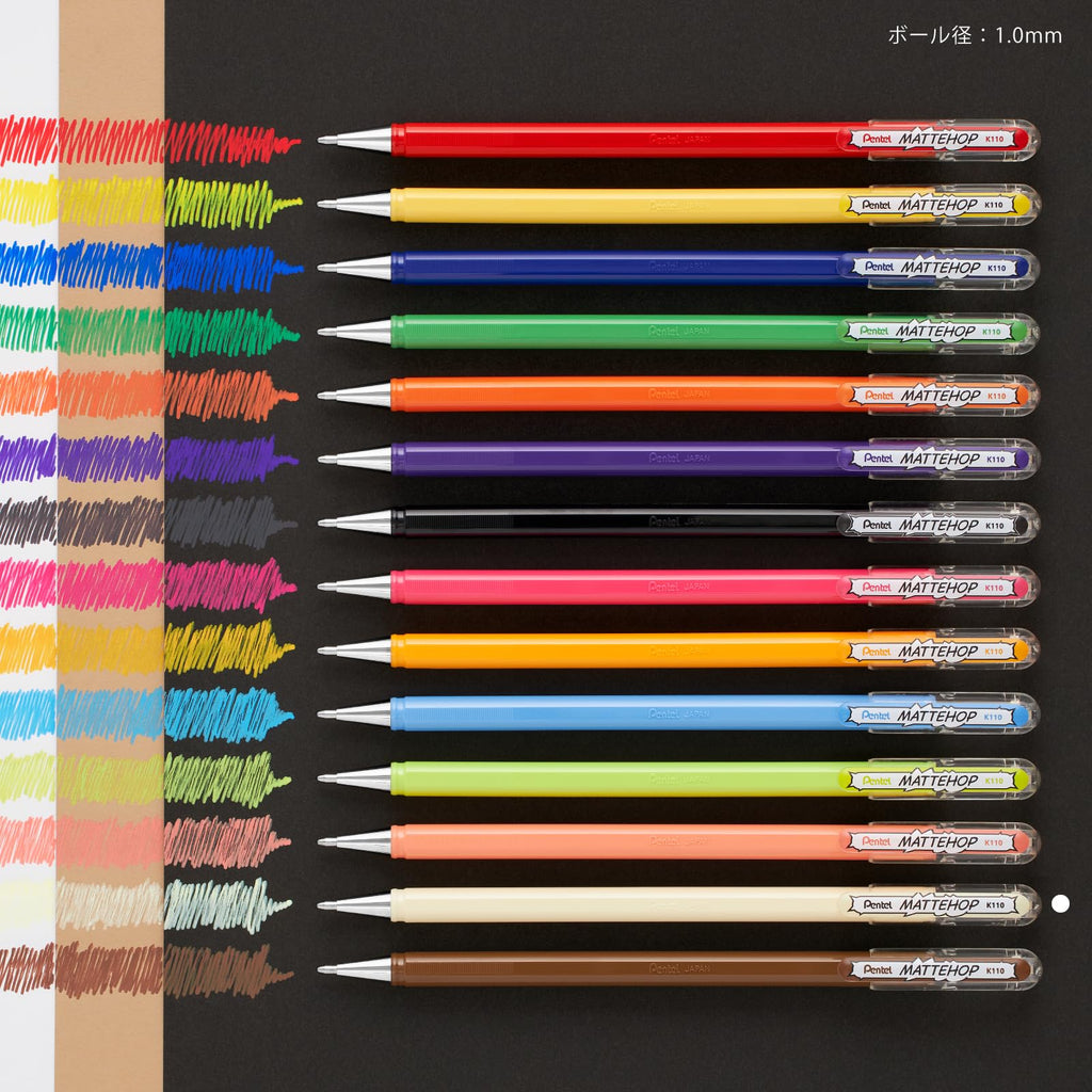 Pentel Matte Hop Original + Sweet Color Ballpoint Pen, 14 Colors K110-V14ST