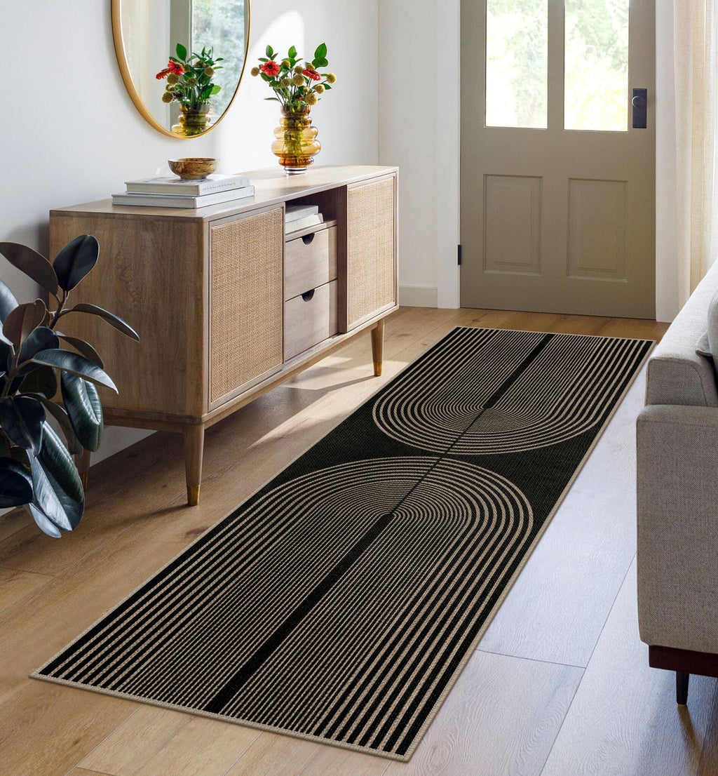 Rugalia Easy Jute Checkered Entryway Rug, 2x3 Black Modern Indoor Outdoor Doormat, Washable Non-Slip Neutral Small Kitchen Rug Farmhouse Diamond Throw Rugs for Entrance Bedroom Bathroom
