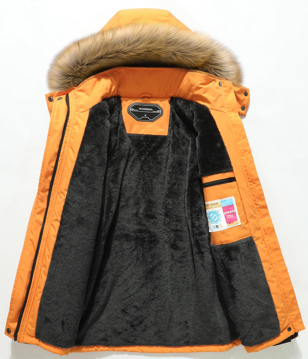 MOERDENG Women's Waterproof Ski Snow Jacket Winter Warm Hooded Snow Coat Mountain Windproof Ski Jacket For Women