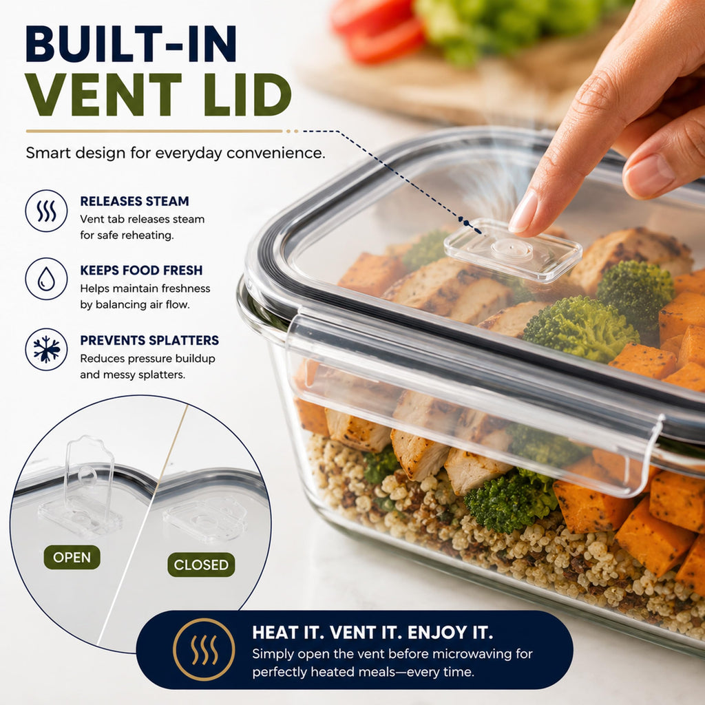 Sorbus 20pc Glass Meal Prep Containers Set – 10 Glass Food Storage Containers (21.3oz, 2.6 Cups) with Airtight Lids – Freezer, Dishwasher, and Oven Safe – Reusable Containers for Meal Prep and Storage
