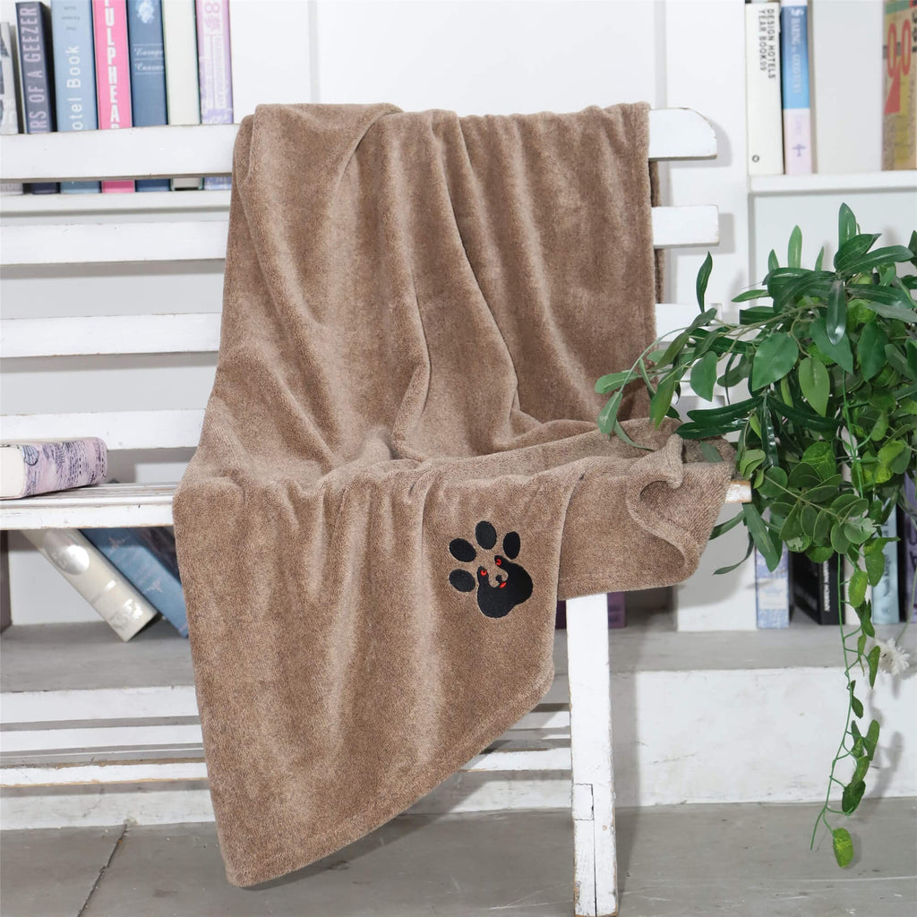 Dogvingpk Medium Dog Towel 4 Pack, Super Absorbent Soft Quick Drying Microfiber Pet Bath Towels for Medium & Small Dogs (M-36" * 28", 2Grey and 2Brown)