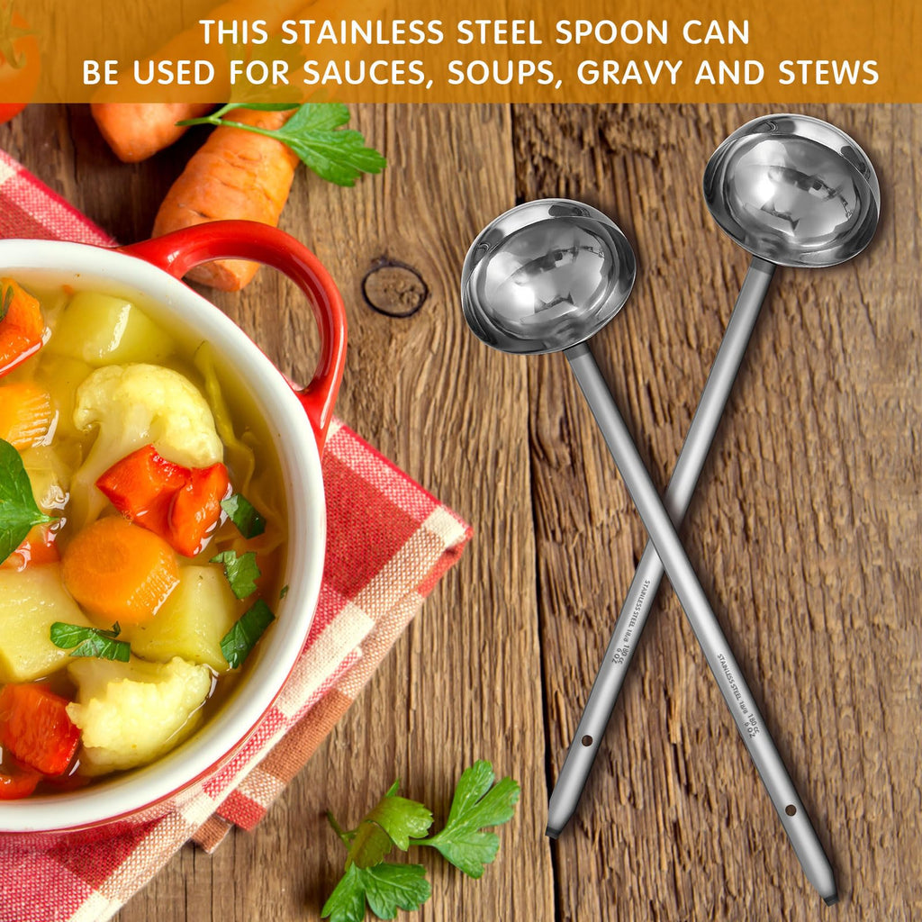 meekoo 1 Pieces Stainless Steel Ladle Soup Handle Ladle with Pouring Rim for Kitchen Cooking Soup Sauce (1 oz)