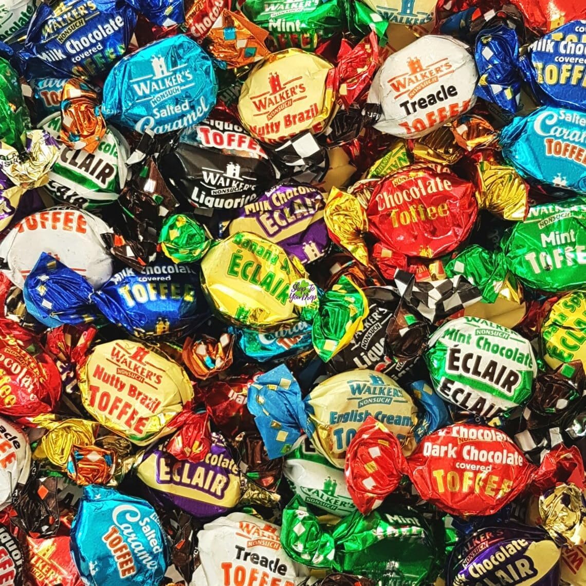 Walkers' Nonsuch Assorted Toffees & Chocolate Éclairs | Contains English Creamy, Milk & Dark Chocolate Covered, Banana Split & Milk Toffees | Traditional British Candy | 44.09 Oz (1.25kg)
