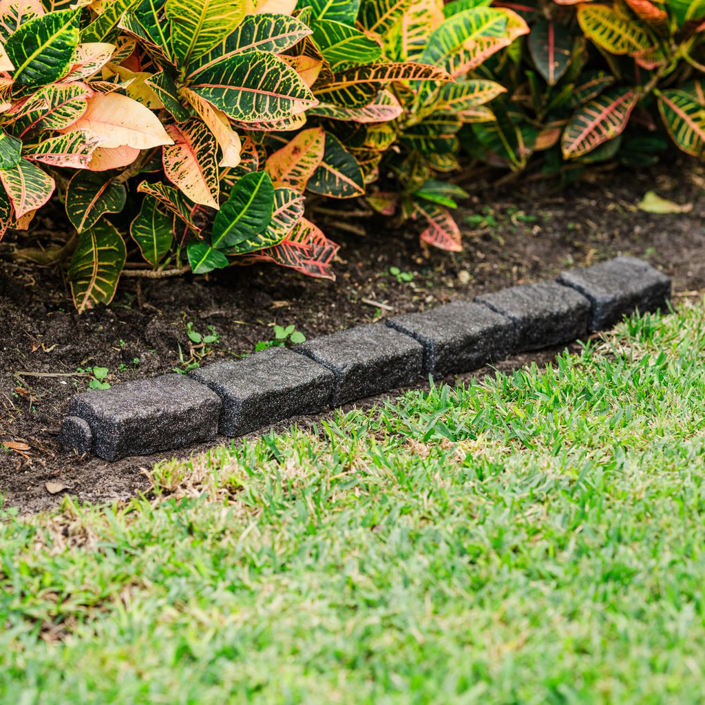 Beuta Landscape Edging | Garden Edging Border | Faux Stone Bricks for Lawn edging, Flower beds, Pathways & Yard Edging– 1 Pack | Each Section Has 6 Bricks 48"L x 4"W x 2.25"H | 3 Spikes |Cobblestone
