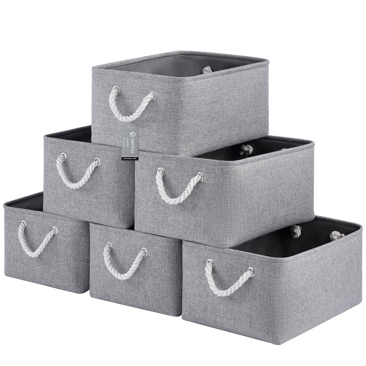 Storage Baskets for Shelves 11.8x7.9x5.2 Inch, Foldable Fabric Storage Bins with Handles, Small Storage Baskets for Organizing Closet, Office, Home Organization (1-Pack, Gray)