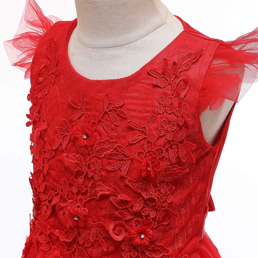Flower Girls Maxi Dress Bridesmaid Wedding Pageant Party Princess Communion Floral Boho Vintage Lace Dance Gown