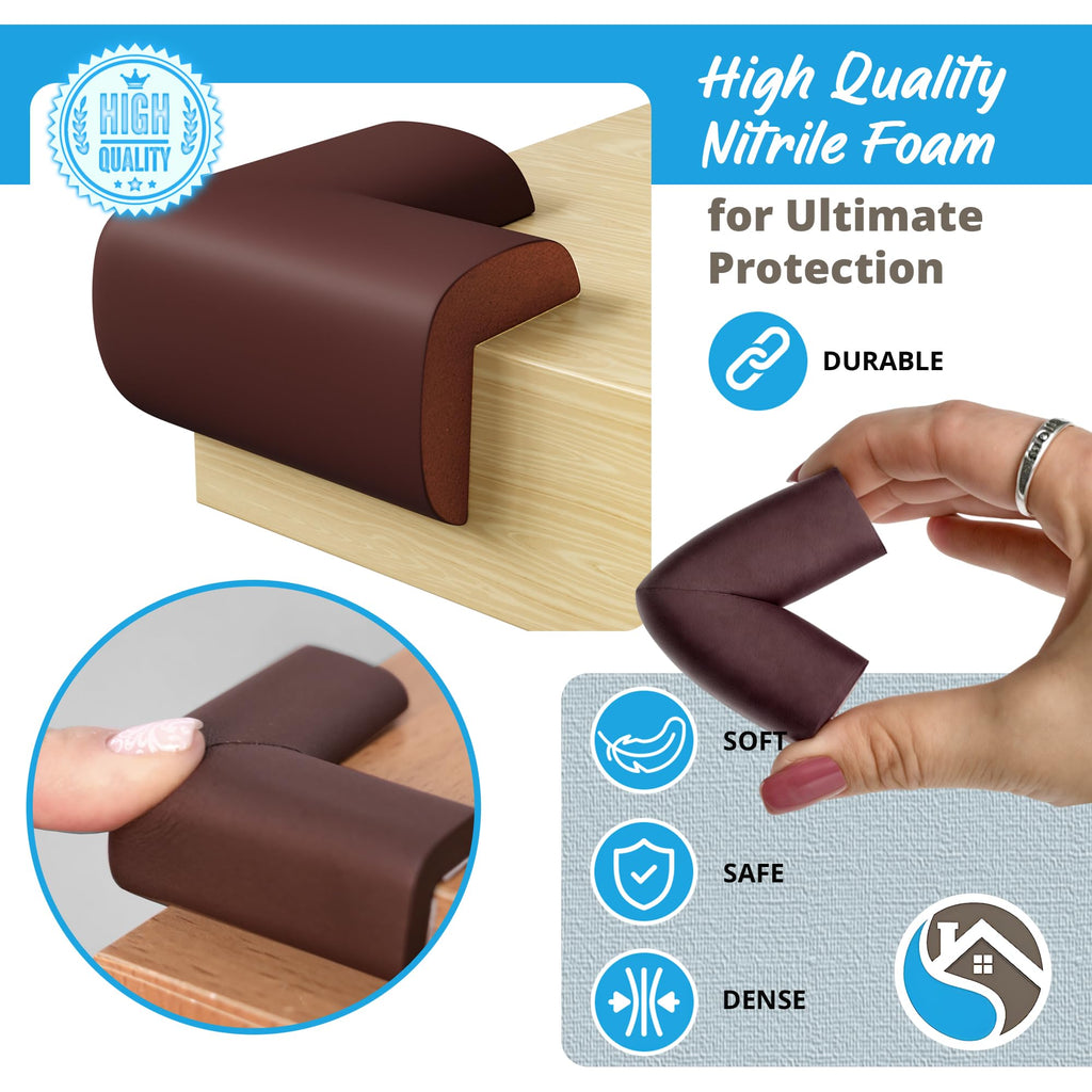 8-Pack Baby Proofing Corner Guards, Soft Rubber Corner Protectors for Furniture, 3M Adhesive Pre-Taped Corner Bumper Guards, Child Proof Safety for Fireplace, Table, Cabinet & Stairs, Black