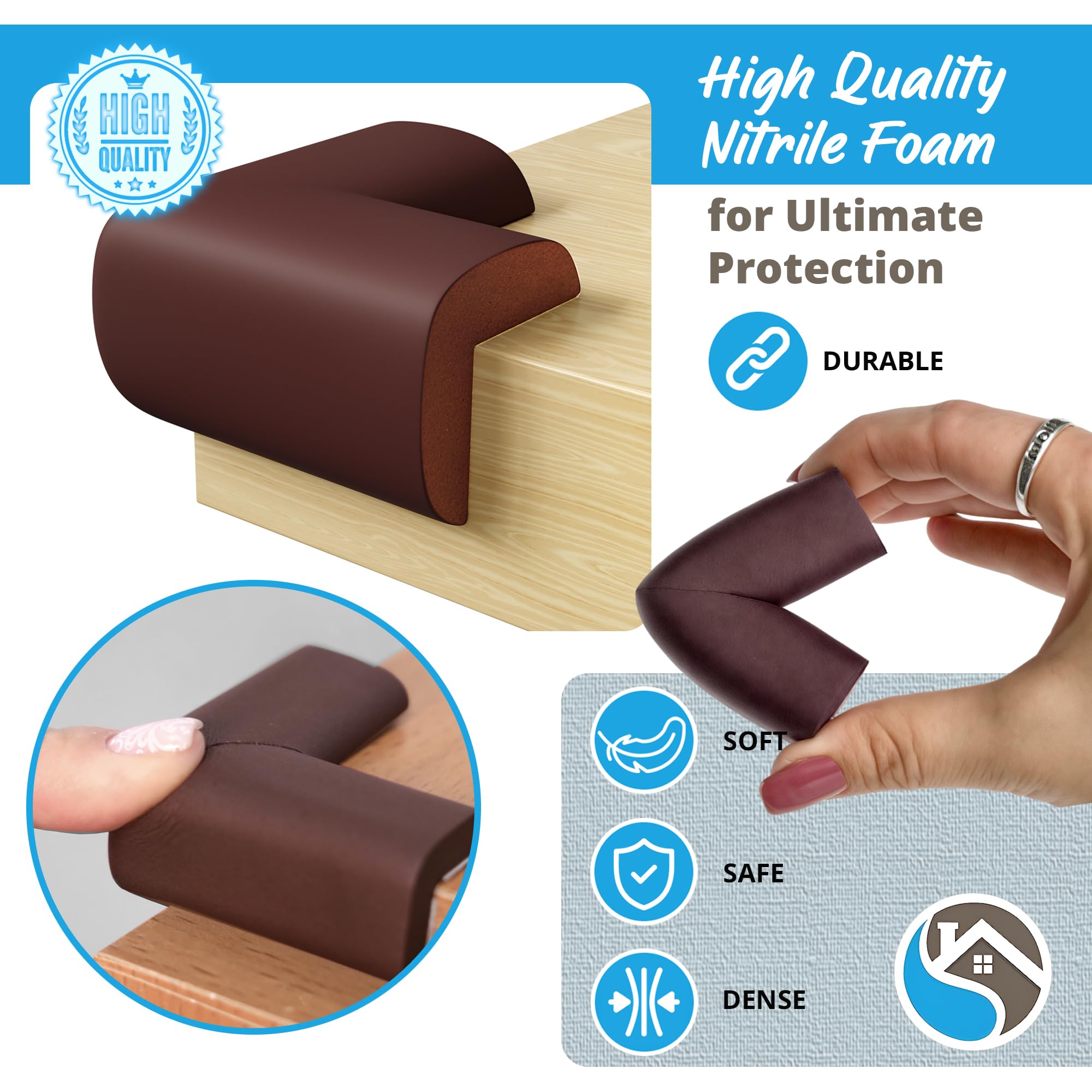 8-Pack Baby Proofing Corner Guards, Soft Rubber Corner Protectors for Furniture, 3M Adhesive Pre-Taped Corner Bumper Guards, Child Proof Safety for Fireplace, Table, Cabinet & Stairs, Black