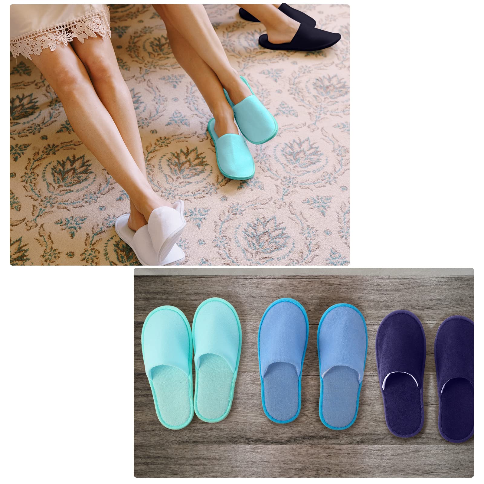 Geyoga 24 Pairs Disposable Slippers for Guests Bulk 2 Size Cotton Soft Spa Hotel House Slippers for Women Men Wedding Party Shoeless Home Indoor Travel