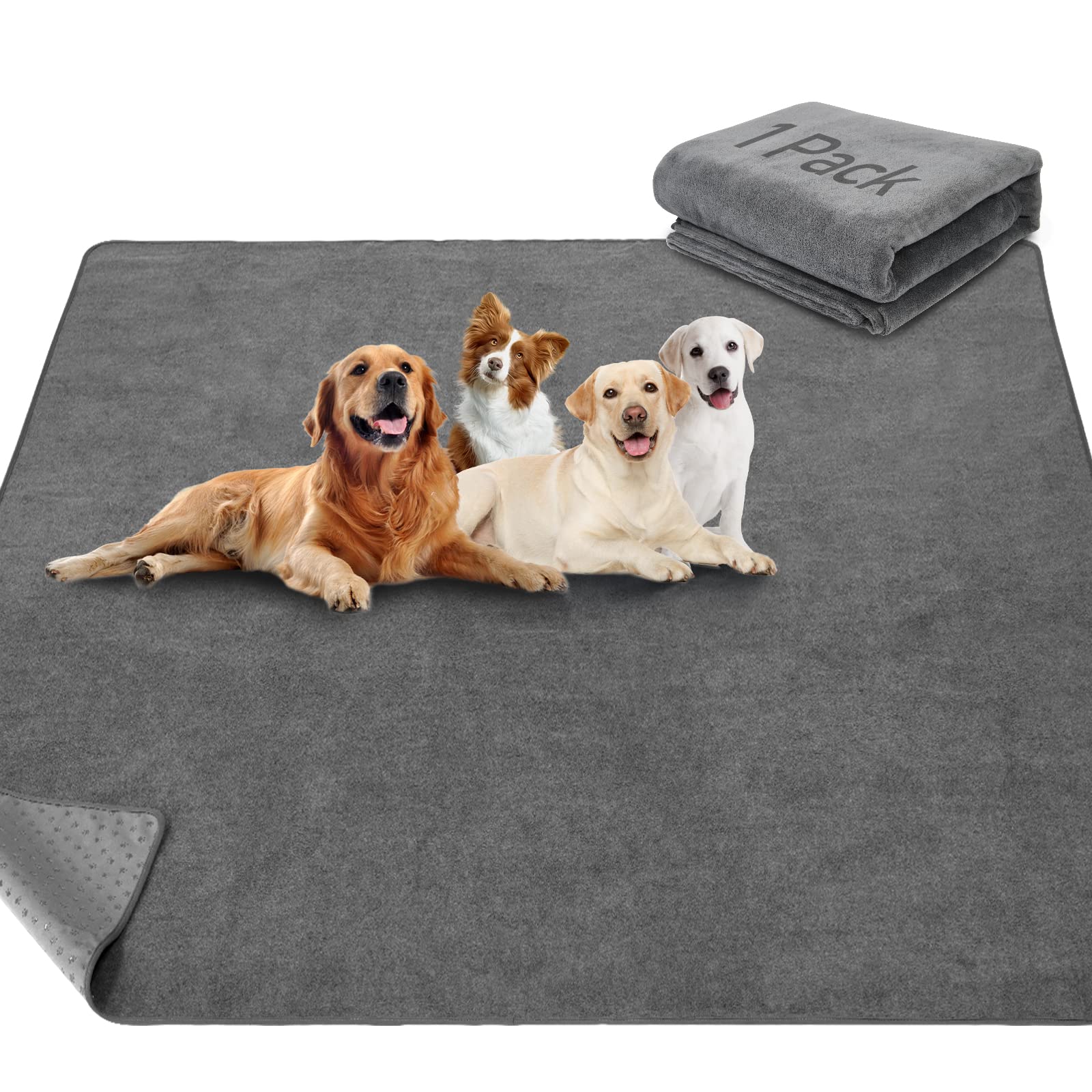 LOOBANI Washable Pee Pad for Dogs, 2 Packs Non-Slip Puppy Training Pads, Fast Absorbent Pet Whelping Pads, Puppy Playpen Mat for Incontinence, Housebreak, Crate, 31x36in, Gray