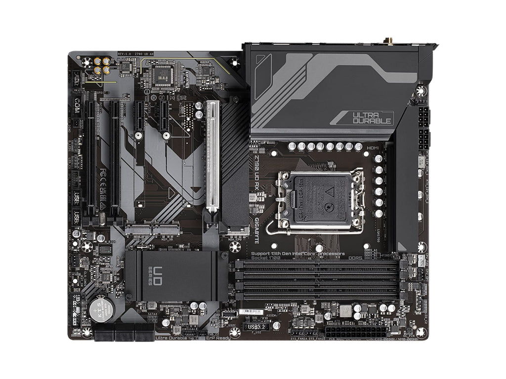 GIGABYTE Z790 UD AX (LGA 1700/ Intel/ Z790/ ATX/DDR5/ Triple M.2/ PCIe 5.0/ USB 3.2 Gen2X2 Type-C/Intel Wi-Fi 6E/ 2.5GbE LAN/PCIe EZ-Latch/Multi-Key/Motherboard)