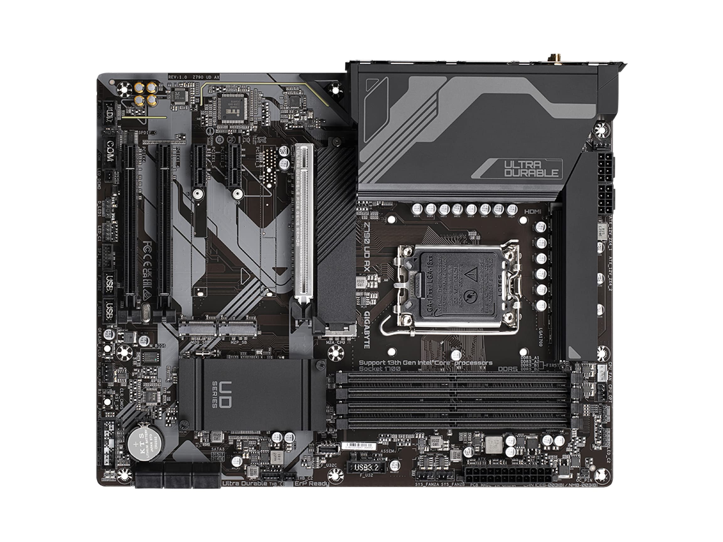 GIGABYTE Z790 UD AX (LGA 1700/ Intel/ Z790/ ATX/DDR5/ Triple M.2/ PCIe 5.0/ USB 3.2 Gen2X2 Type-C/Intel Wi-Fi 6E/ 2.5GbE LAN/PCIe EZ-Latch/Multi-Key/Motherboard)