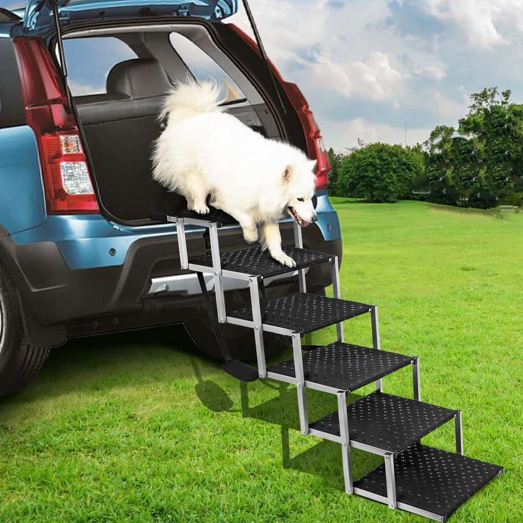 Dog Stairs for Car - Foldable Dog Ramps for Large Dogs with Non Slip Surface, Portable Dog Steps for Cars and SUV, Truck, Support Up to 200 Lbs