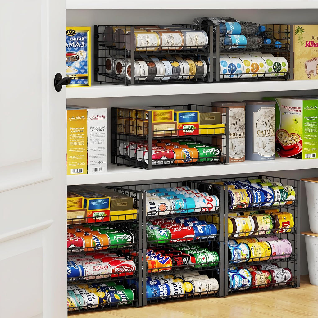 JKsmart 3-Tier Stackable Can Rack Organizer for Pantry, Adjustable Can Storage Holder for Various Ounces of Canned food Soda Drinks, Can Dispenser for Kitchen Cupboard Cabinet, 2 Pack