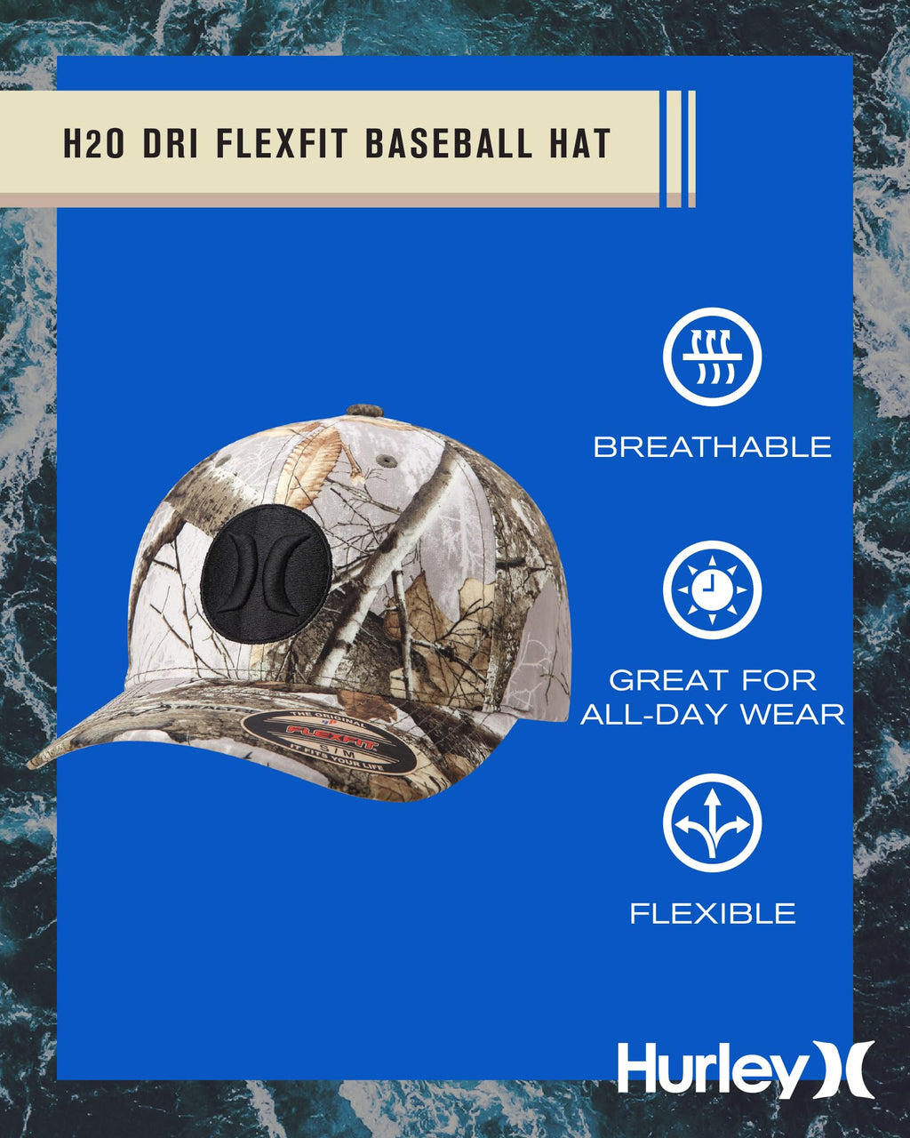 Hurley Men's Caps - One & Only Flexfit Baseball Cap - Fitted Hats for Men (S-XL)