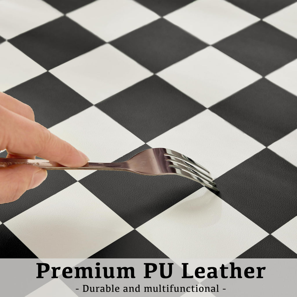 Ohocut Checkered Desk Mat, Large Cute Aesthetic Retro PU Leather Computer Laptop Desk Mat, Non-Slip Waterproof Mouse Keyboard Pad, Desk Writing Mat for Work/Home (Beige, 23.6" x 13.7")
