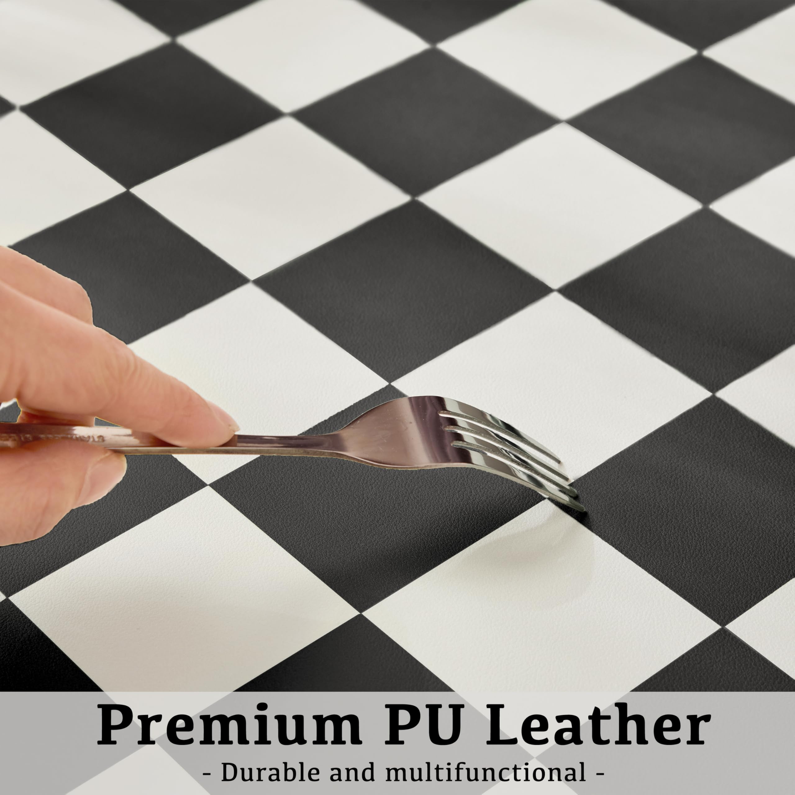 Ohocut Checkered Desk Mat, Large Cute Aesthetic Retro PU Leather Computer Laptop Desk Mat, Non-Slip Waterproof Mouse Keyboard Pad, Desk Writing Mat for Work/Home (Beige, 23.6" x 13.7")