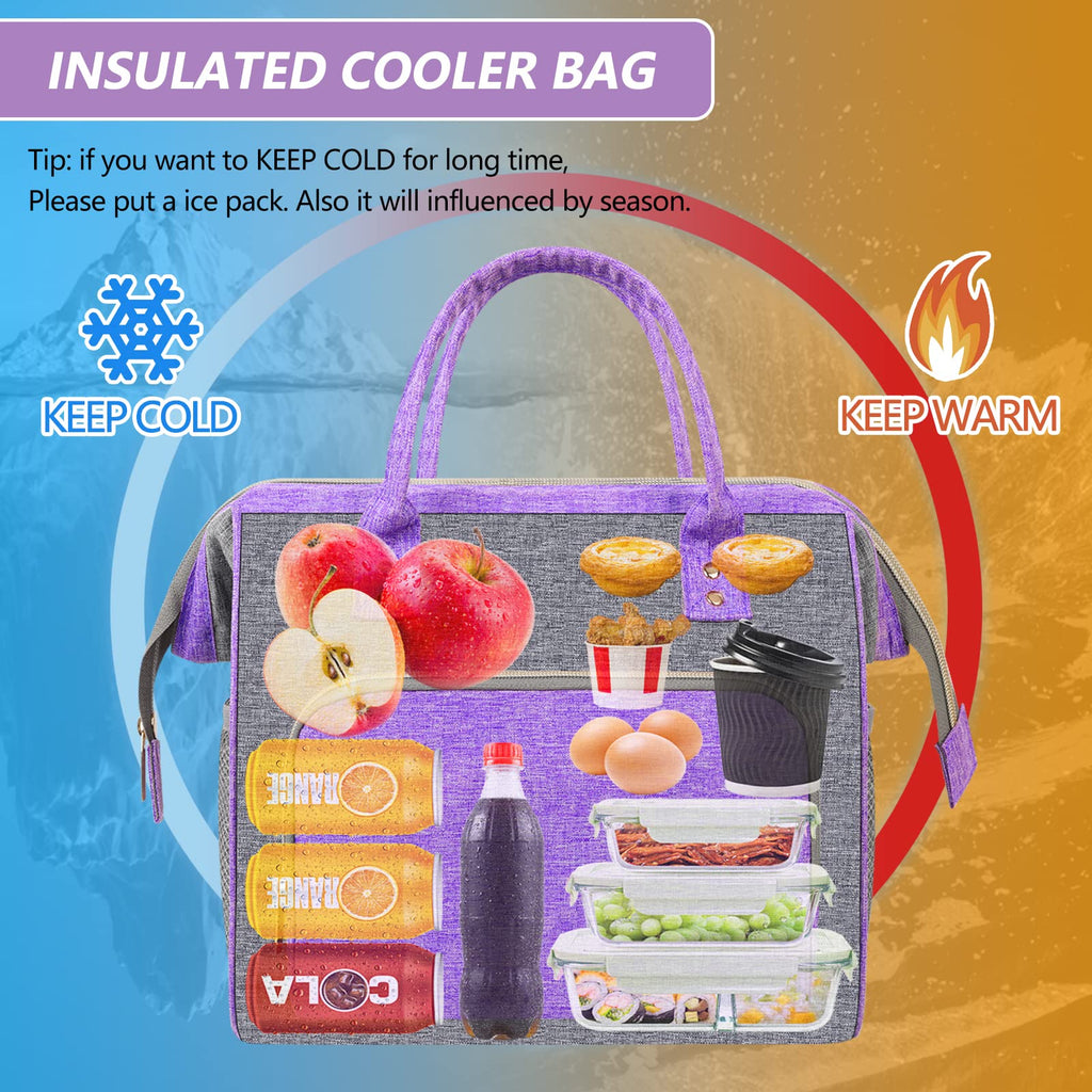 IDEATECH Insulated Lunch Box for Women & Men, Stylish Ladies Lunch Bag for Work, Leak Proof Portable Cooler Bag for Picnic, Black Lunch Tote Bags with Adjustable Shoulder Strap, Gifts for Mom (Black)