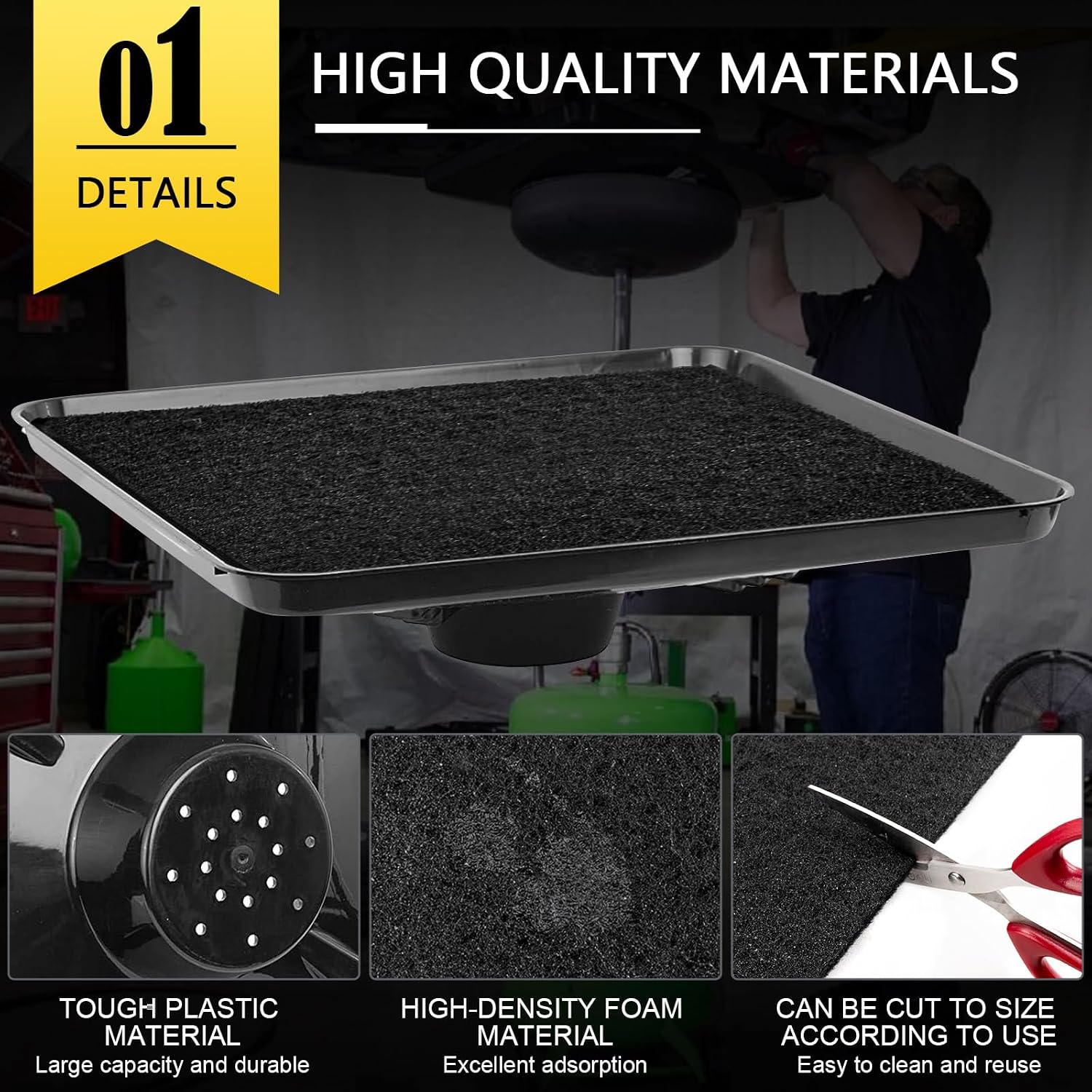 17892 Transmission Drain Pan for Lisle Oil Drains - 2 Pcs 22'' Oil Drain Splash Pad,Large Fluid Catch Pan Square Oil Drain Pan Fits Many Different Funnels Keep Floor Clean