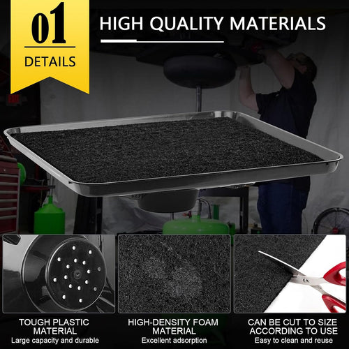 17892 Transmission Drain Pan for Lisle Oil Drains - 2 Pcs 22'' Oil Drain Splash Pad,Large Fluid Catch Pan Square Oil Drain Pan Fits Many Different Funnels Keep Floor Clean