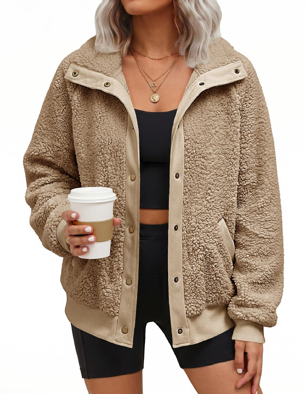 MEROKEETY Womens Sherpa Fleece Jacket 2026 Fall Casual Fuzzy Winter Coats