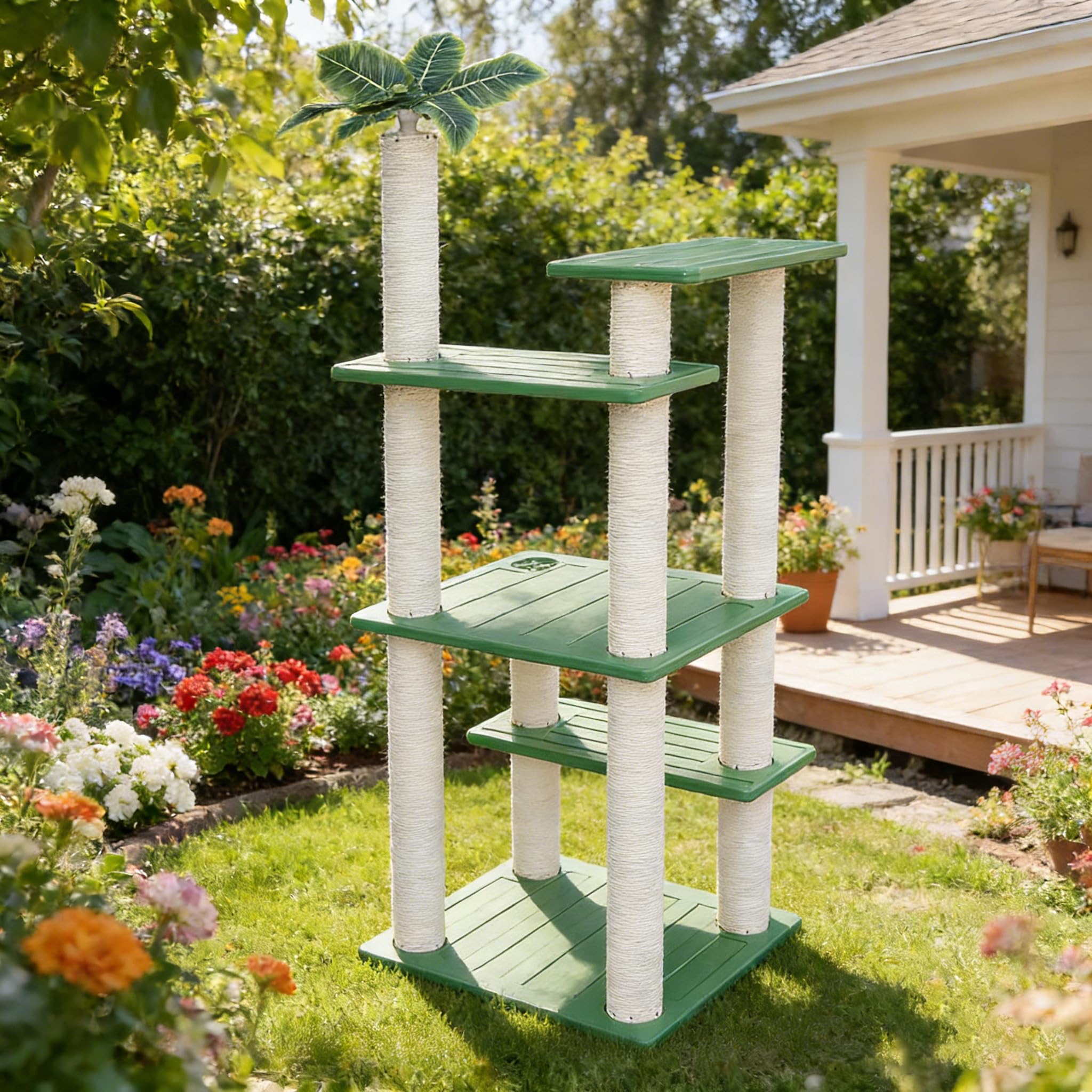 Tall Cat Tree for Outdoor and Indoor Cats, Weatherproof Large Outdoor Cat Tree Tower with Scratching Posts