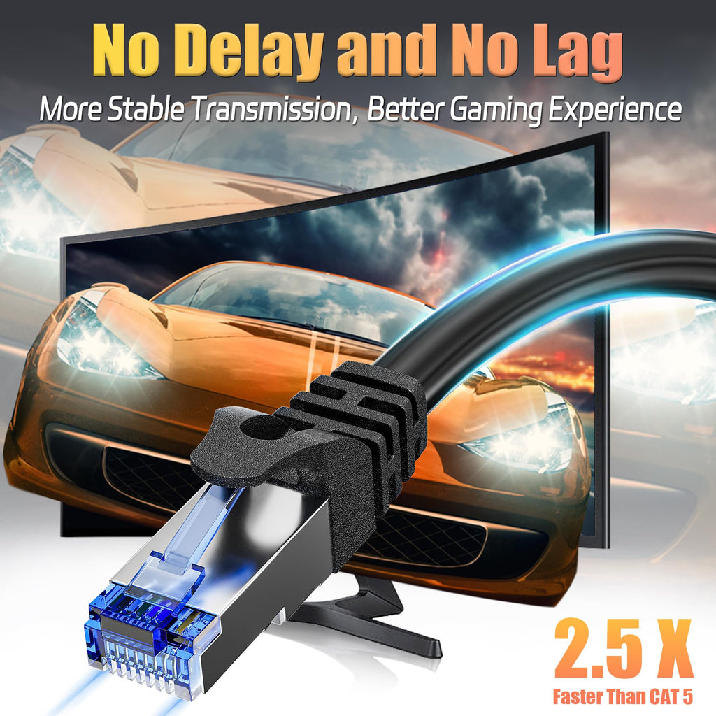 MEIPEK Cat 6 Shielded Ethernet Cable 10ft, Outdoor&Indoor Cat 6 Patch Cable, Heavy Duty 23AWG, High Speed, Weatherproof, UV Resistant Cat6 RJ45 LAN Network Cables for Gaming, Modem