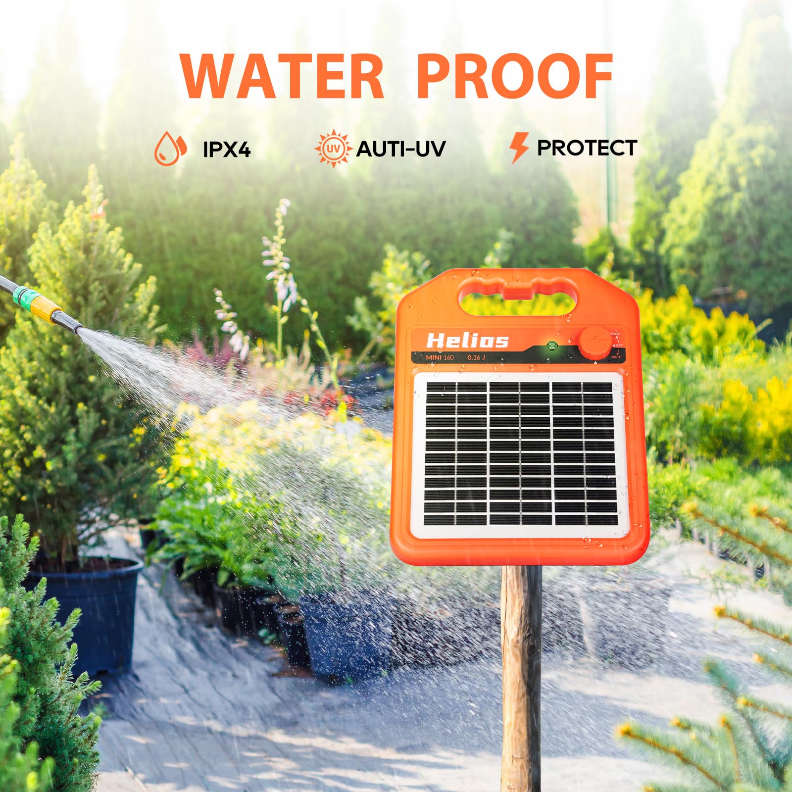 MINI160 2 Miles Solar Fence Charger, 0.16 Joule Solar Electric Fence Charger for Livestock, Pigs, Horses, Cattle Sheep, Solar Powered Electric Fence with Day or Night Mode, Easy Installation