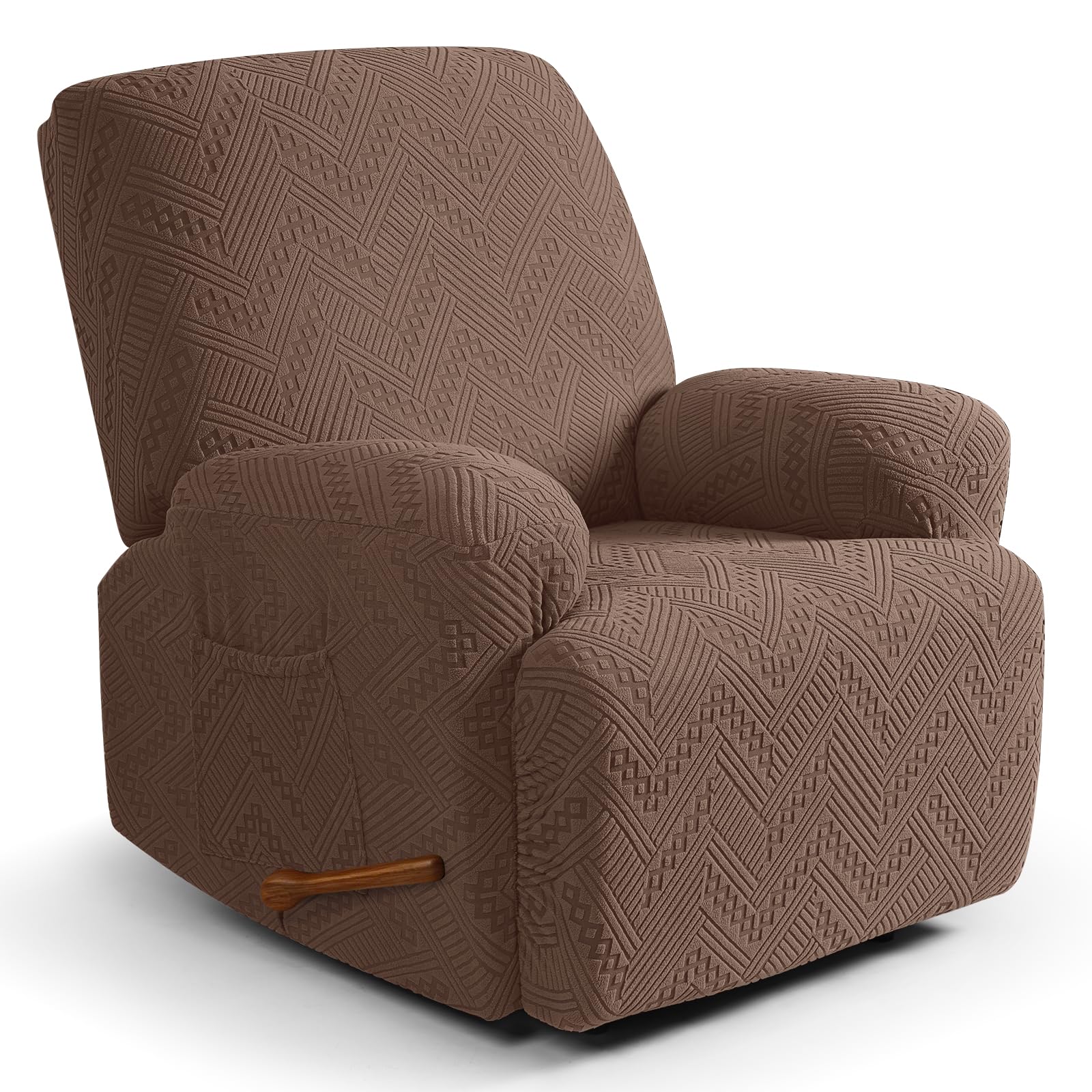Ruaozz Recliner Chair Covers 3-Pieces Lazy Boy Recliner Slipcovers Stretch Reclining Chair Slipcover Washable Furniture Protector with Elastic Bottom (1 Seater, Army Green)