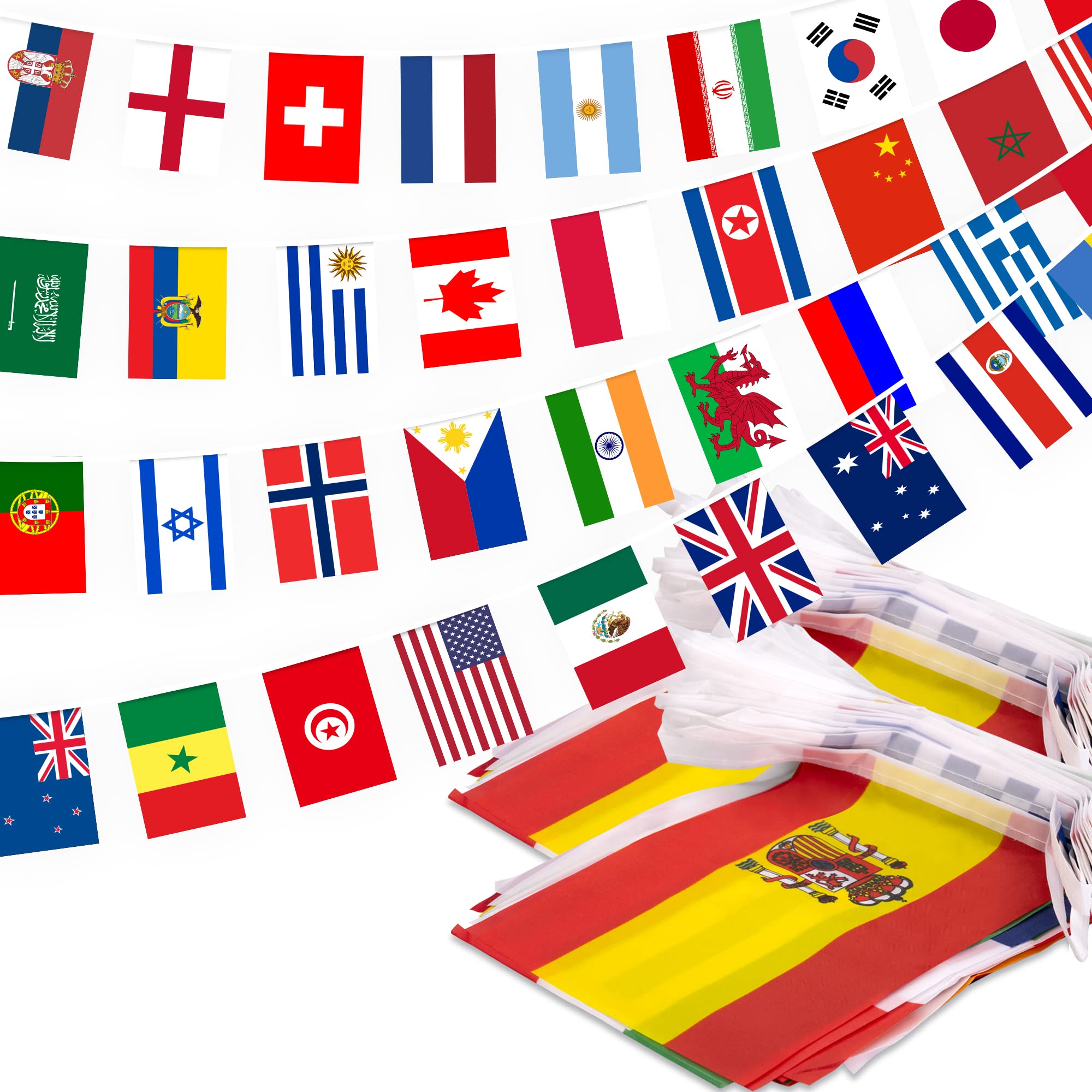 100 Countries String Flag, 82 ft International Flags Bunting Banner, World Flag Banner Decoration for World Cup Party, School, Sports Game Events, Grand Opening, Classroom