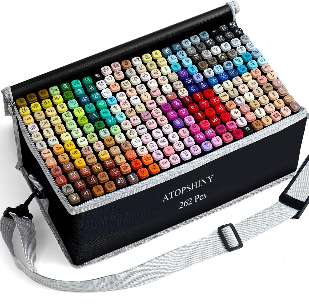 ATOPSHINY Alcohol Markers 262 Colors Drawing Pens Set Dual Tip Permanent Art Markers for Kids and Adult Gifts -262 Black shell Refillable
