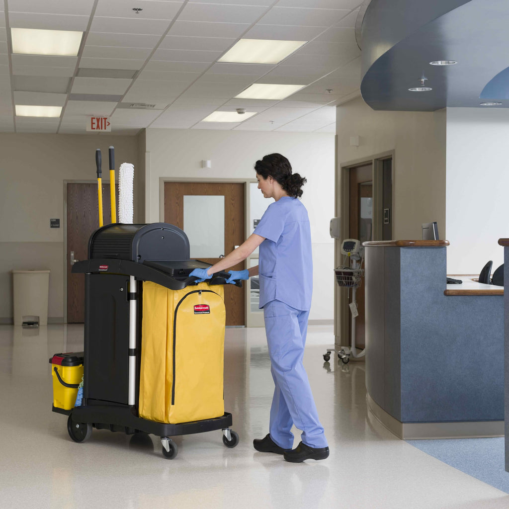 Rubbermaid Commercial Products Cleaning Cart Bag 30-Gallon Yellow Collecting Refuse or Laundry Items Janitorial and Housekeeping Carts Zippered Front