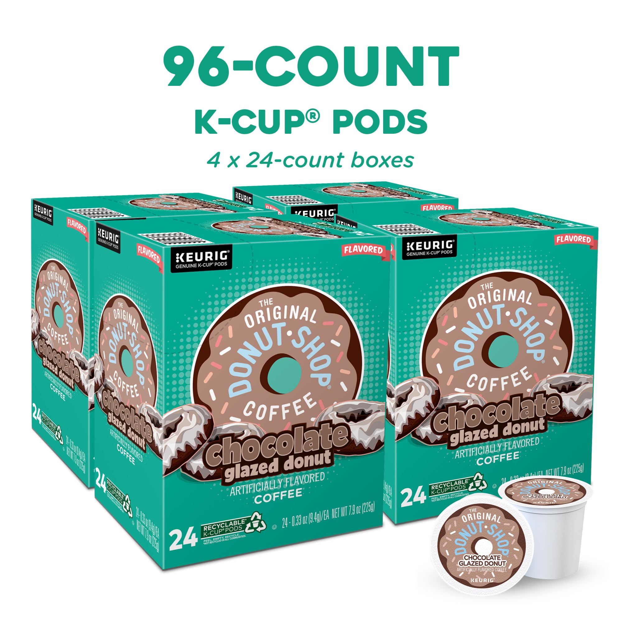 The Original Donut Shop Coffee Chocolate Glazed Donut Keurig Single-Serve K-Cup Pods, Medium Roast Coffee, 60 Count (6 Packs of 10)