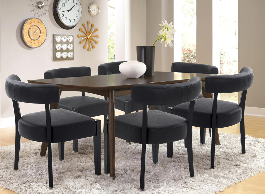 RNKSFX Upholstered Dining Chairs Set of 2, Walnut Wooden Kitchen & Dining Room Chairs, Mid Century Modern Fabric Farmhouse Dining Chairs Oversized Sturdy Rounded Chairs Curved Back, Beige Fabric