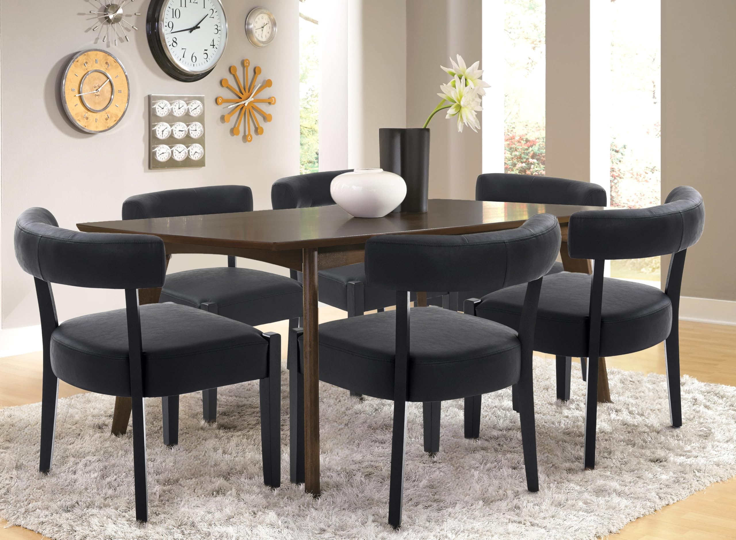 RNKSFX Upholstered Dining Chairs Set of 2, Walnut Wooden Kitchen & Dining Room Chairs, Mid Century Modern Fabric Farmhouse Dining Chairs Oversized Sturdy Rounded Chairs Curved Back, Beige Fabric