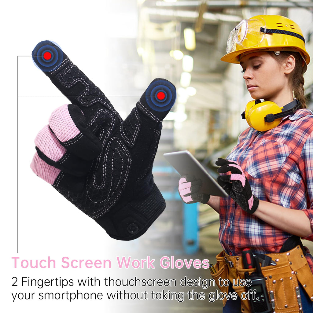 AIGEVTURE Safety Work Gloves Mens & Women, Light Duty Mechanic Gloves Touch Screen, Gardening Work Gloves with Grip,High Dexterity