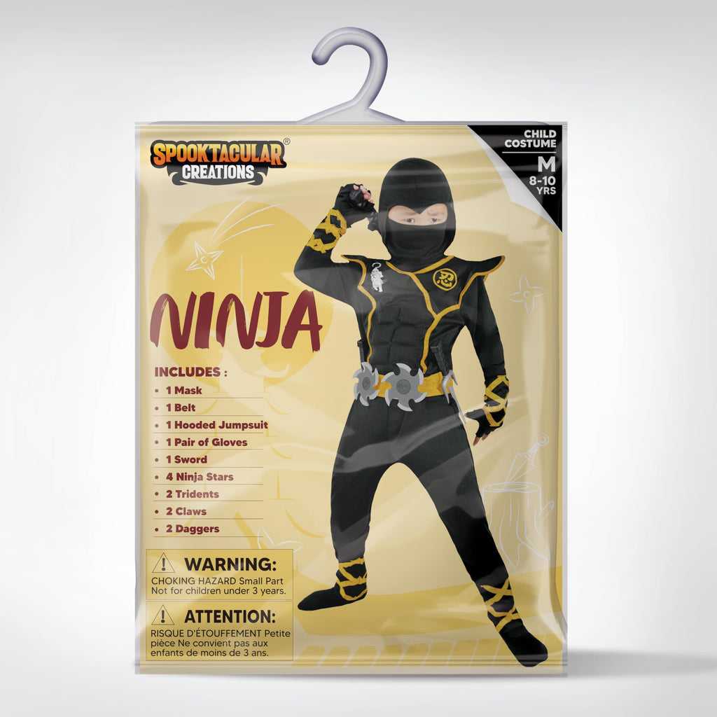 Spooktacular Creations Halloween Ninja Costume, Ninja Outfit Set for Kids, Halloween Costumes for Boys Dress Up Party