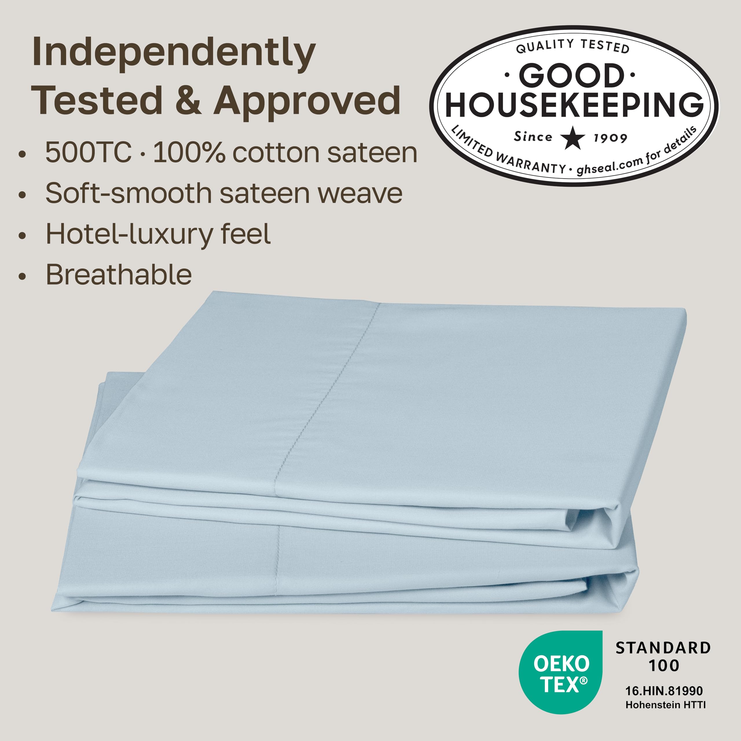 CALIFORNIA DESIGN DEN Soft & Silky 500 Thread Count 100% Cotton is Cool & Smooth, White Pillowcases Queen Size Fits Standard & Queen Pillows (Pure White)