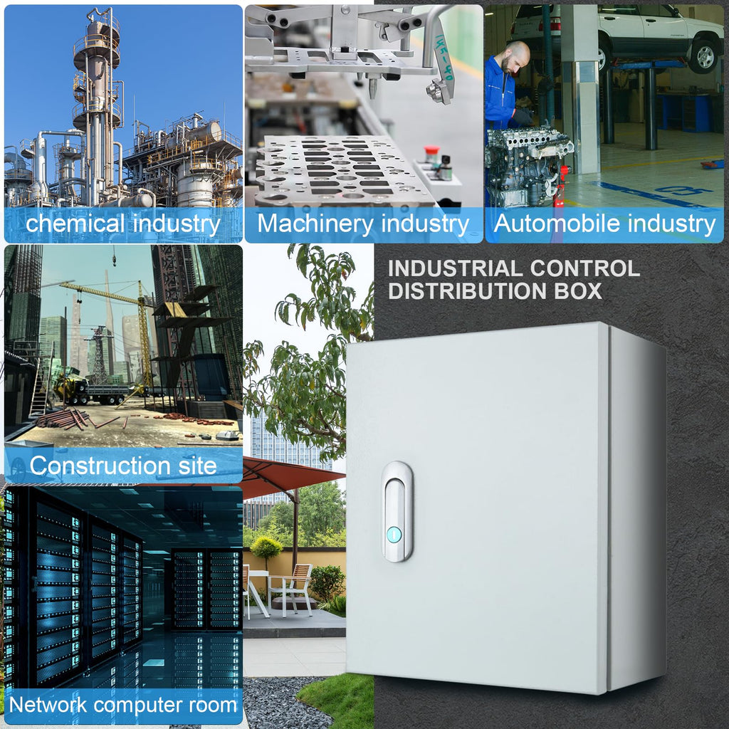 Steel Electrical Junction Box, Indoor&Outdoor Electrical Enclosure Box, Wall Mounted Waterproof&Dustproof Metal Box, Universal Electric Equipment Enclosure Box with Safety Locks and Mounting Plates