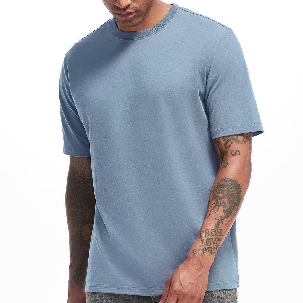 VEIISAR Men's Heavy Weight Crew Neck T-Shirt Mens Premium Cotton Tee - Pre Shrunk S-3XL