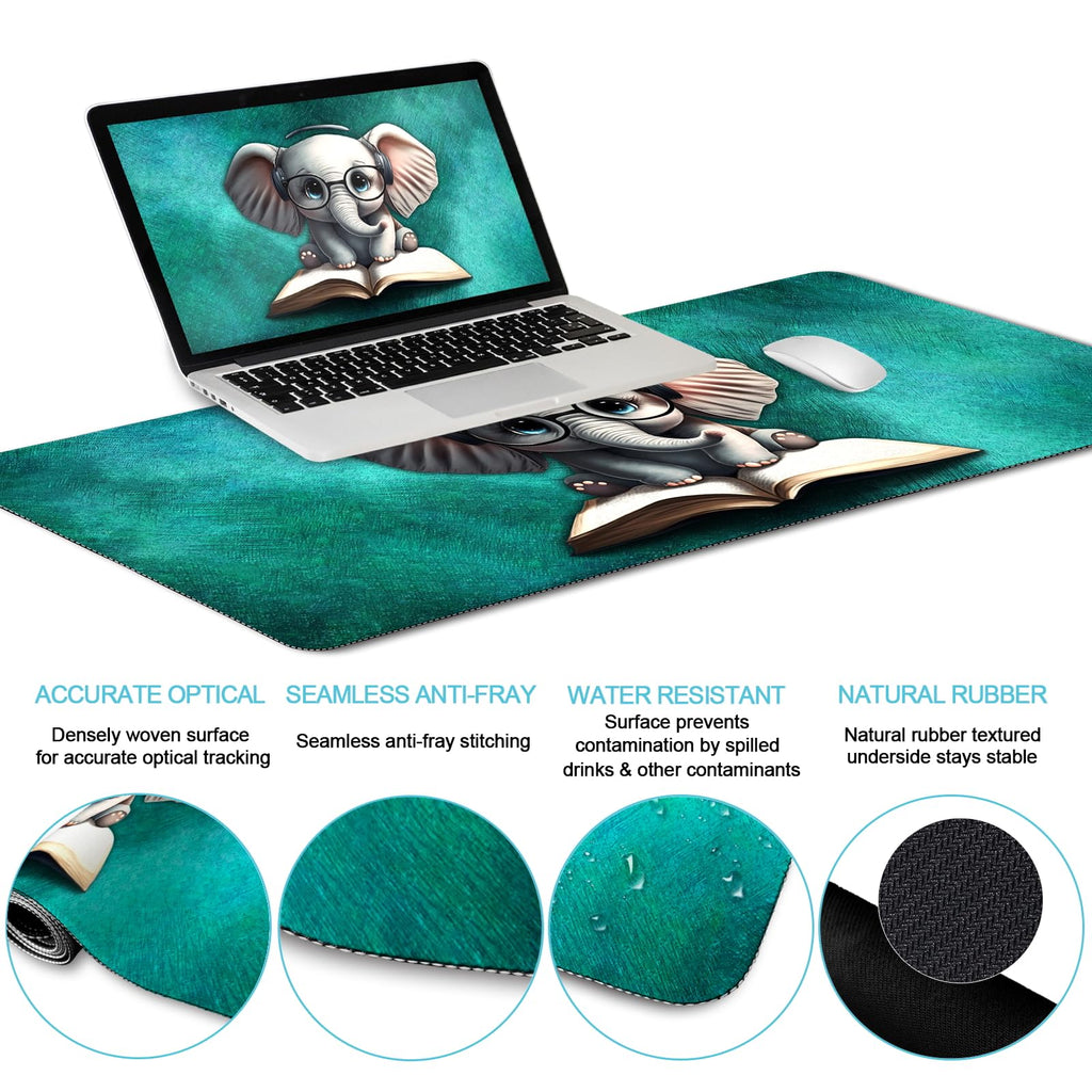 Black Striped Ergonomic Large Desk Mat Set with Wrist Rest