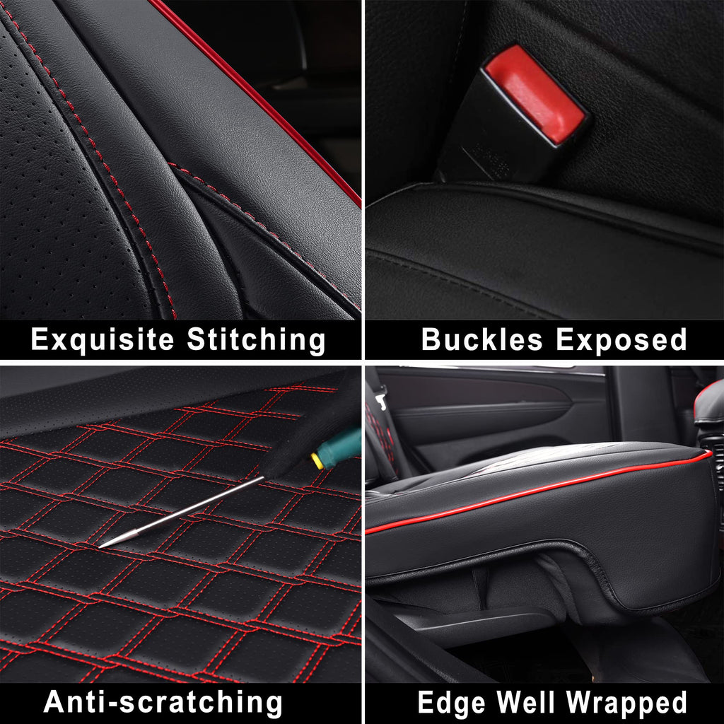 Huidasource Grand Cherokee Seat Covers, 2 Pieces Waterproof Leather Customized Car Seat Cushion Covers Protectors Compatible with Jeep Grand Cherokee 2011-2022 (2Pcs Front/Black)